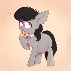 Size: 3000x3000 | Tagged: safe, artist:blopfry, derpibooru import, octavia melody, earth pony, pony, belly, big belly, bowtie, eating, fat, fatavia, female, food, mare, pizza, solo, standing, stuffed