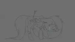 Size: 1930x1080 | Tagged: semi-grimdark, artist:emalajiss36, derpibooru import, oc, oc:emala jiss, unofficial characters only, pegasus, pony, arrow, blood, eyelashes, female, gray background, injured, lineart, mare, monochrome, pegasus oc, simple background, socks (coat marking), solo, wings