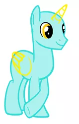 Size: 1248x1960 | Tagged: safe, artist:amelia-bases, derpibooru import, oc, unofficial characters only, alicorn, pony, alicorn oc, bald, base, horn, male, raised hoof, simple background, smiling, solo, stallion, underhoof, white background, wings