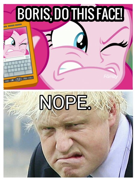 Size: 2522x3326 | Tagged: safe, derpibooru import, edit, edited screencap, screencap, pinkie pie, human, equestria girls, equestria girls series, forgotten friendship, boris johnson, faic, irl, irl human, photo, politics, united kingdom