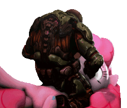 Size: 423x358 | Tagged: safe, artist:fishimira, derpibooru import, pinkie pie, pony, 3d, abuse, animated, best pony, doom, doom slayer, doomguy, downvote bait, female, go to sleep svengallop, loop, op is a duck, pinkiebuse, pun, shitposting, simple background, source filmmaker, transparent background, trips get, violence, visual pun