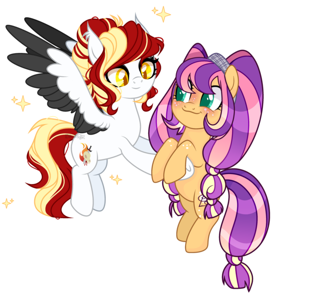 Size: 3475x3348 | Tagged: safe, artist:bebraveforme, artist:dianamur, derpibooru import, oc, oc:citrus, unofficial characters only, earth pony, pegasus, pony, female, mare, simple background, transparent background, two toned wings, wings