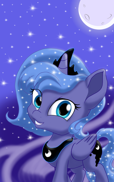 Size: 2500x4000 | Tagged: safe, artist:theroyalprincesses, derpibooru import, princess luna, alicorn, pony, cute, female, filly, lunabetes, s1 luna, solo, woona, younger