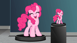 Size: 1280x720 | Tagged: safe, artist:nxzc88, derpibooru import, pinkie pie, earth pony, pony, animated, body control, bondage, curse, eyes closed, female, figurine, forced smile, gif, gritted teeth, image, magical bondage, open mouth, smiling, struggling, trapped, voodoo, voodoo bondage