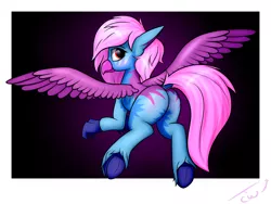 Size: 4000x3000 | Tagged: artist:colourwave, butt, classical hippogriff, claws, commission, derpibooru import, female, flying, frog (hoof), gradient background, hippogriff, looking at you, looking back, looking back at you, oc, oc:riva stars, outline, plot, polaroid, safe, simple background, solo, spread wings, underhoof, unofficial characters only, unshorn fetlocks, white outline, wings