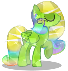 Size: 1635x1697 | Tagged: safe, artist:amgiwolf, derpibooru import, oc, oc:viexy ams, unofficial characters only, crystal pony, pegasus, pony, ear piercing, eyelashes, eyes closed, female, mare, pegasus oc, piercing, raised hoof, simple background, smiling, solo, transparent background, wings