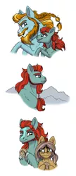 Size: 750x1736 | Tagged: safe, artist:celestial-rainstorm, derpibooru import, rockhoof, oc, oc:river rock, oc:sandstone pie, earth pony, pony, female, male, mare, offspring, parent:limestone pie, parent:meadowbrook, parent:quibble pants, parent:rockhoof, parents:quibblestone, parents:rockbrook, simple background, stallion, white background