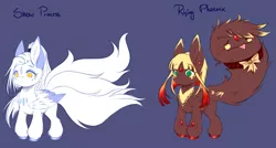 Size: 2589x1389 | Tagged: safe, artist:minelvi, derpibooru import, oc, unofficial characters only, pegasus, pony, augmented tail, duo, pegasus oc, two toned wings, wings