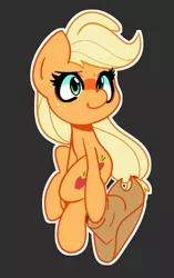 Size: 1496x2383 | Tagged: safe, artist:kindakismet, derpibooru import, manebooru import, applejack, earth pony, pony, g4, applejack's hat, cowboy hat, cute, female, gray background, hat, hoof hold, image, jackabetes, mare, png, simple background, sitting, solo, stetson