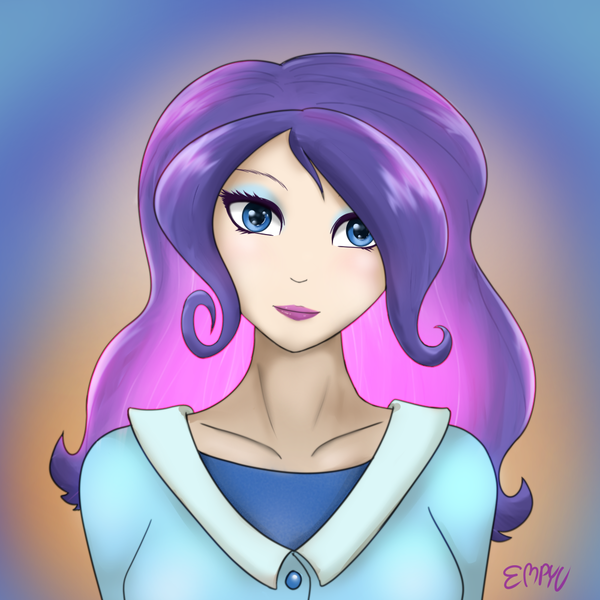 Size: 1000x1000 | Tagged: artist:empyu, bust, derpibooru import, human, humanized, portrait, rarity, safe, solo