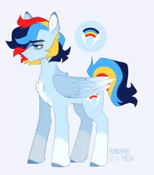 Size: 1596x1812 | Tagged: safe, artist:pandemiamichi, derpibooru import, pegasus, pony, male, offspring, parent:flash sentry, parent:rainbow dash, parents:flashdash, solo, stallion