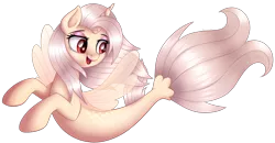 Size: 2102x1096 | Tagged: safe, artist:kruszyna25, derpibooru import, oc, unofficial characters only, alicorn, seapony (g4), my little pony: the movie, clothes, colored pupils, dorsal fin, female, fin wings, fish tail, flowing mane, flowing tail, horn, open mouth, red eyes, seaponified, see-through, simple background, smiling, solo, species swap, tail, transparent background, vector, wings