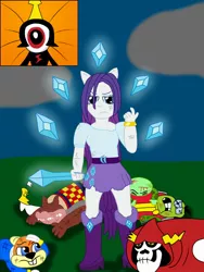 Size: 1500x2000 | Tagged: safe, artist:cooldudejtb, derpibooru import, rarity, commander peepers, conker, conker's bad fur day, crash bandicoot, crossover, happy tree friends, image, jpeg, lord hater, super mario, wander over yonder