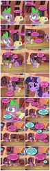 Size: 868x2988 | Tagged: safe, artist:dziadek1990, derpibooru import, edit, edited screencap, screencap, pinkie pie, rainbow dash, spike, twilight sparkle, dragon, pony, unicorn, lesson zero, bored, comic, conversation, dialogue, do you like bananas?, impersonating, irony, mocking, offscreen character, parody, pov, quote, random, scene parody, screencap comic, silly, text, unicorn twilight, ventriloquism, voice acting