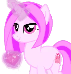 Size: 794x830 | Tagged: safe, alternate version, artist:amgiwolf, derpibooru import, oc, oc:pinky rose, unofficial characters only, pony, unicorn, eyelashes, female, glowing horn, horn, magic, mare, simple background, smiling, solo, telekinesis, transparent background, unicorn oc