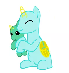 Size: 1480x1570 | Tagged: safe, artist:amelia-bases, derpibooru import, oc, unofficial characters only, alicorn, pony, alicorn oc, bald, base, eyes closed, horn, hug, male, plushie, simple background, solo, stallion, white background, wings
