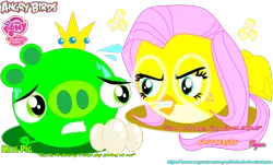 Size: 1014x613 | Tagged: angry, angry birds, artist:meganlovesangrybirds, crossover, derpibooru import, egg, fluttershy, pig, safe