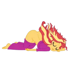 Size: 2952x2952 | Tagged: suggestive, artist:gmaplay, derpibooru import, sunset shimmer, equestria girls, equestria girls series, wake up!, spoiler:eqg series (season 2), ass, ass up, assisted exposure, bunset shimmer, butt, face down ass up, partial nudity, sleeping, solo