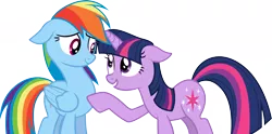 Size: 21983x10912 | Tagged: safe, artist:ficisism, derpibooru import, rainbow dash, twilight sparkle, pegasus, pony, unicorn, absurd resolution, duo, female, image, looking at each other, mare, png, simple background, transparent background, vector