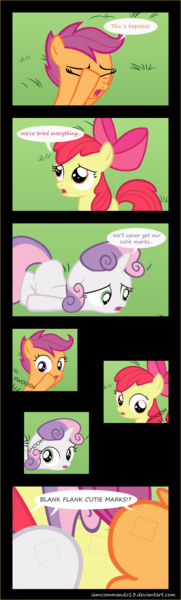 Size: 5262x17400 | Tagged: absurd resolution, apple bloom, artist:iamcommando13, blank flank, comic, cutie mark, cutie mark crusaders, cutiespark, derpibooru import, safe, scootaloo, sweetie belle