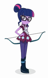 Size: 10000x16364 | Tagged: safe, artist:ivacatherianoid, derpibooru import, sci-twi, twilight sparkle, equestria girls, friendship games, absurd resolution, archery, bow (weapon), canterlot high, clothes, crystal prep academy, crystal prep shadowbolts, female, glasses, simple background, solo, transparent background, vector