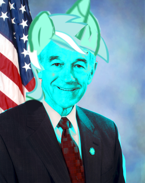 Size: 1189x1491 | Tagged: source needed, safe, lyra heartstrings, human, pony, unicorn, american flag, edited photo, flag, looking at you, photo, ron paul