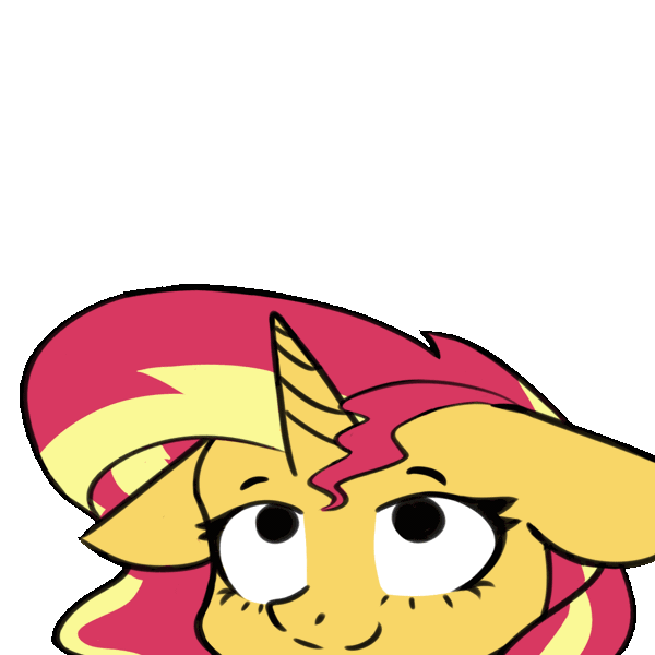 Size: 1109x1109 | Tagged: safe, alternate version, artist:artiks, part of a set, sunset shimmer, pony, unicorn, animated, bouncing, cute, female, floppy ears, gif, mare, seizure warning, shimmerbetes, simple background, smiling, solo, transparent background