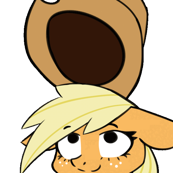 Size: 1109x1109 | Tagged: safe, artist:artiks, part of a set, applejack, earth pony, pony, animated, bouncing, cute, female, floppy ears, gif, mare, seizure warning, simple background, smiling, solo, transparent background