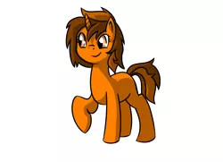 Size: 1998x1446 | Tagged: safe, artist:compound lift, artist:compoundlift, oc, oc:orange burst, unofficial characters only, pony, unicorn, female, fourcannon, horn, image, mare, png, raised hoof, simple background, solo, white background