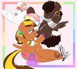 Size: 800x727 | Tagged: artist needed, explicit, anonymous editor, edit, oc, unofficial characters only, alicorn, earth pony, pegasus, pony, alicorn oc, analingus, bimbo, bimbo edit, bondage, buttplug, dildo, ear piercing, earring, female, foalcon, group sex, hoof polish, horn, jewelry, lesbian, lipstick, makeup, oral, piercing, png, sex, sex toy, signature, spreader bar, tail wrap, threesome, underage, wings