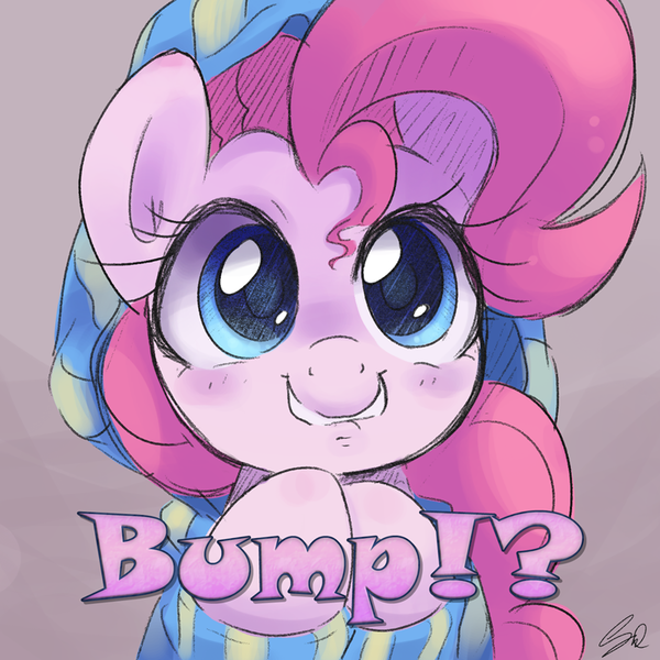 Size: 800x800 | Tagged: safe, anonymous editor, artist:steffy-beff, edit, pinkie pie, earth pony, pony, blushing, bump, bust, clothes, cute, diapinkes, female, grin, hoodie, hooves together, lip bite, looking at you, mare, png, portrait, smiling, solo