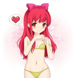 Size: 999x1024 | Tagged: suggestive, artist:d-tomoyo, banned from derpibooru, edit, apple bloom, human, adorabloom, belly button, bikini, blushing, clothes, clothes edit, cute, female, human coloration, humanized, image, lolicon, midriff, png, simple background, solo, swimsuit, transparent background, underage