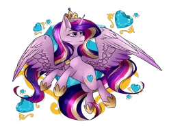 Size: 1608x1222 | Tagged: safe, artist:bladedeehunter, princess cadance, alicorn, pony, crown, crystal heart, female, flowing mane, flowing tail, hoof shoes, horn, jewelry, purple eyes, regalia, simple background, smiling, solo, transparent background, wings