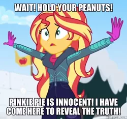 Size: 600x562 | Tagged: safe, derpibooru import, edit, edited screencap, screencap, equestria girls, equestria girls series, holidays unwrapped, spoiler:eqg series (season 2), caption, image, image macro, jpeg, saving pinkie's pie, spongebob squarepants, text, the smoking peanut