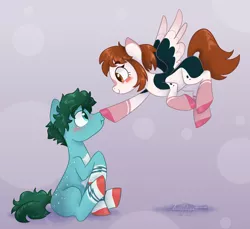 Size: 1200x1100 | Tagged: safe, artist:imaplatypus, derpibooru import, ponified, earth pony, pegasus, pony, boop, crossover, image, izuku midoriya, izuocha, my hero academia, ochako uraraka, png, uravity