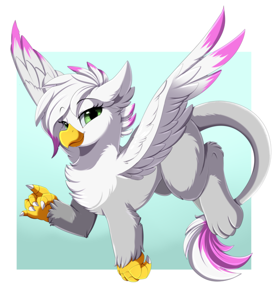 Size: 3109x3250 | Tagged: safe, artist:pridark, derpibooru import, oc, unofficial characters only, gryphon, commission, green eyes, griffon oc, high res, image, looking at you, png, smiling, solo