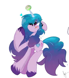 Size: 1517x1698 | Tagged: safe, artist:andruuxmlp, derpibooru import, izzy moonbow, pony, unicorn, ball, blushing, female, floppy ears, g5, heart, horn, horn guard, horn impalement, hornball, image, izzy's tennis ball, mare, one eye closed, png, raised hoof, simple background, solo, tennis ball, tongue out, transparent background, unshorn fetlocks