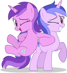 Size: 9036x9808 | Tagged: safe, artist:thatusualguy06, derpibooru import, amethyst star, sea swirl, pony, unicorn, .svg available, absurd resolution, base used, duo, female, image, looking at you, mare, one eye closed, png, raised hoof, simple background, transparent background, vector, wink, winking at you