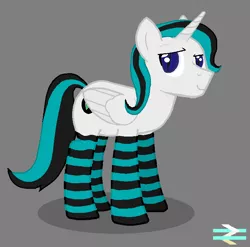 Size: 717x709 | Tagged: safe, artist:lukington17, derpibooru import, oc, oc:luke quint, unofficial characters only, alicorn, alicorn oc, clothes, horn, image, male, png, simple background, slit eyes, socks, solo, striped socks, wings