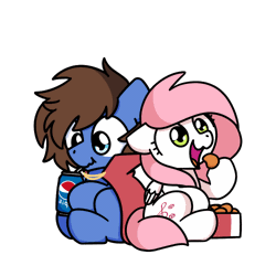 Size: 500x500 | Tagged: safe, artist:sugar morning, derpibooru import, part of a set, oc, oc:bizarre song, oc:sugar morning, unofficial characters only, pegasus, pony, animated, bepis, cape, chibi, chicken meat, chicken nugget, clothes, couple, cute, drink, drinking, eating, female, food, gif, image, male, mare, meat, pepsi, shipping, simple background, sitting, soda, stallion, sugar morning's snacc and drincc, transparent background