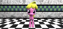 Size: 1280x600 | Tagged: safe, artist:th3m4nw1thn0n4m3, derpibooru import, cherry berry, earth pony, pony, 3d, checkered floor, cherrybetes, cute, female, gmod, image, jpeg, mare, smiling, source filmmaker