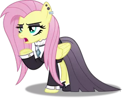 Size: 4850x3899 | Tagged: safe, artist:anime-equestria, derpibooru import, fluttershy, pegasus, pony, fake it 'til you make it, clothes, dress, ear piercing, eyeshadow, female, fluttergoth, goth, image, jewelry, makeup, mare, necklace, piercing, png, shoes, simple background, solo, sparkles, transparent background, vector, wings