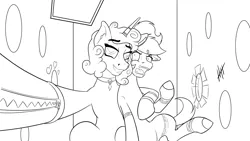 Size: 3840x2160 | Tagged: suggestive, artist:cocaine, derpibooru import, oc, oc:doodles, oc:princess coke, alicorn, pegasus, zebra, angry, choker, clothes, colorless, glory hole, grayscale, hape, hug, image, monochrome, personal space invasion, png, selfie, sketch, smiling, smug, socks, stockings, taking a photo, thigh highs, wip