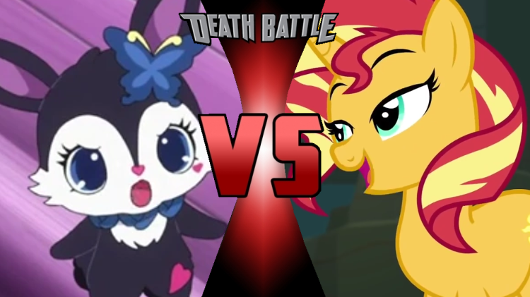 Size: 750x421 | Tagged: safe, artist:mega-poneo, derpibooru import, sunset shimmer, death battle, exploitable meme, image, jewelpet, luea, meme, png