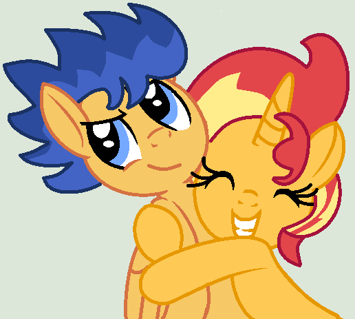 Size: 516x463 | Tagged: safe, artist:jadethepegasus, derpibooru import, flash sentry, sunset shimmer, female, flashimmer, hug, image, male, png, shipping, straight