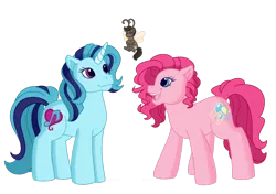 Size: 1280x900 | Tagged: safe, artist:faith-wolff, derpibooru import, pinkie pie, sonata dusk, breezie, earth pony, unicorn, fanfic:the bridge, fanfic art, g3, g4 to g3, generation leap, image, megalon, png, shrinking