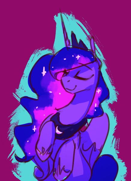 Size: 496x682 | Tagged: safe, artist:anticular, derpibooru import, princess luna, alicorn, pony, eyes closed, female, image, mare, needs more saturation, png, smiling, solo