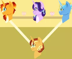 Size: 680x555 | Tagged: safe, artist:rickysocks, derpibooru import, starlight glimmer, sunburst, trixie, bisexual, family tree, female, image, lesbian, male, parents:startrixburst, png, polyamory, shipping, startrixburst, straight