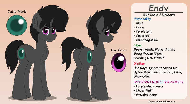 Size: 3550x1940 | Tagged: safe, artist:aarondrawsarts, derpibooru import, oc, oc:endy, unicorn, butt, commission, image, jpeg, looking at you, male, reference sheet