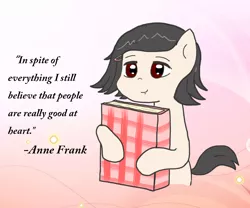 Size: 1162x966 | Tagged: safe, derpibooru import, ponified, pony, anne frank, diary, female, image, png, solo, text